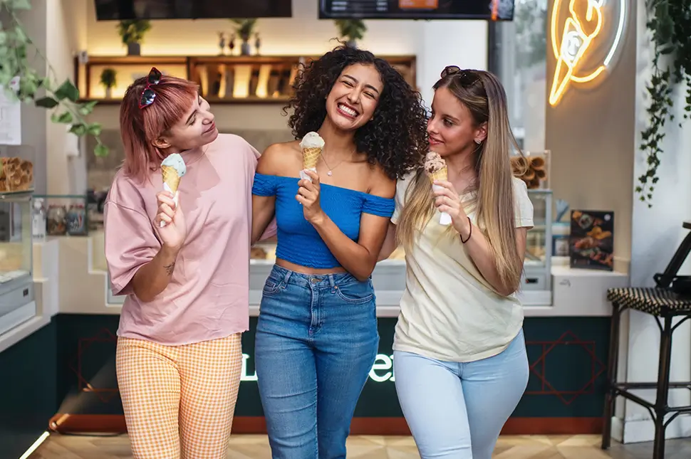 young women at an ice cream shop